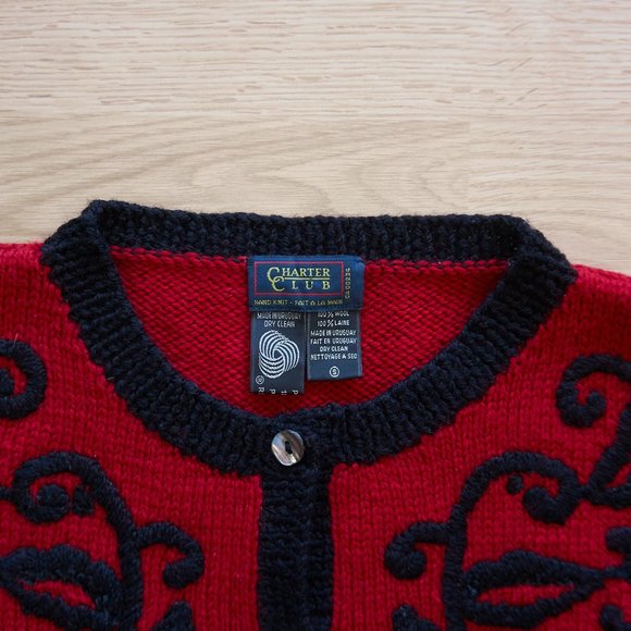 💥Vintage Charter Club Women's Wool Embroidered Sweater Cardigan 💥 - Picture 4 of 7